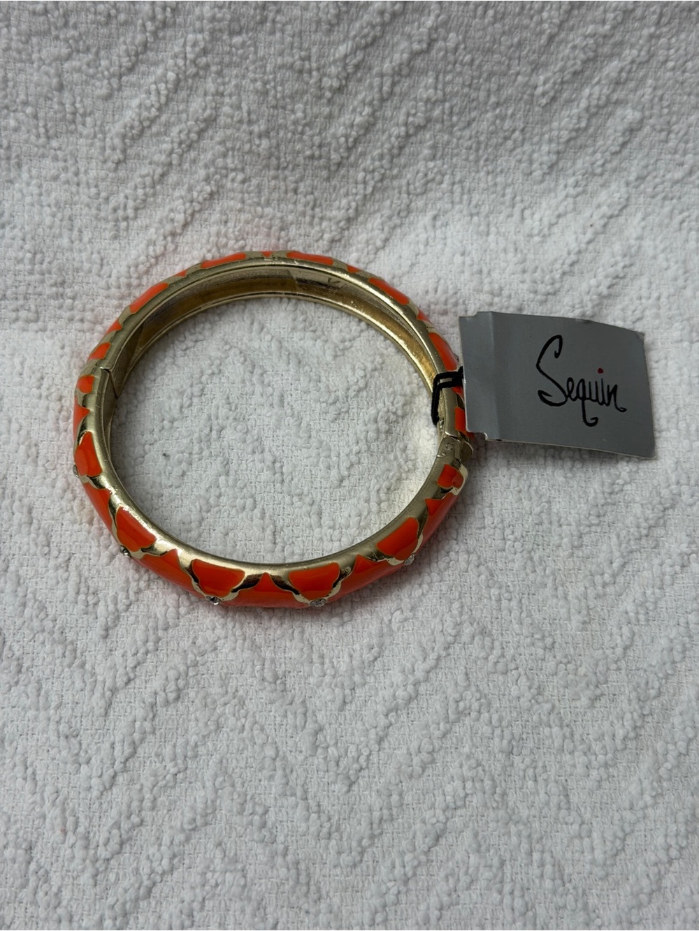 Orange Enamel Gold-Tone Bangle Bracelet
